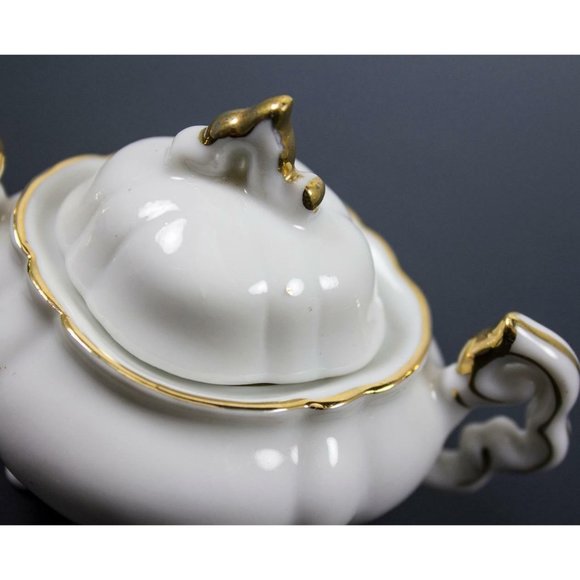 Vtg Lefton China Hand Painted White & Gold Cream & Sugar #5346 Child/Doll Size - Picture 9 of 12